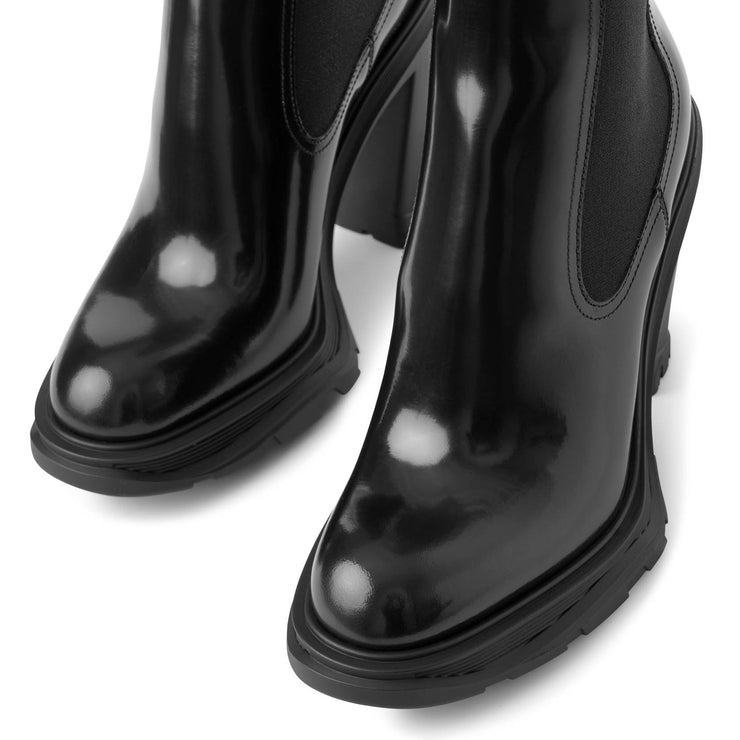 Tread heeled black chelsea boots