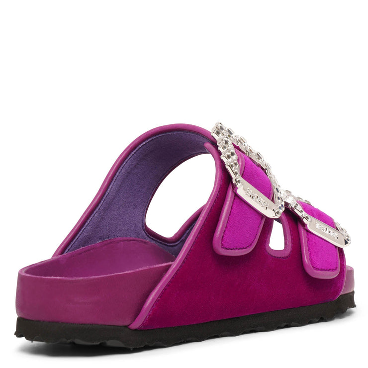 Two-Strap Crystal Footbed Slide Sandals