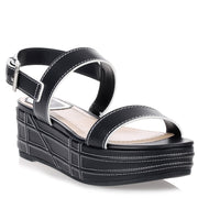 Yacht navy leather sandal