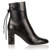 Stellar black studded leather bootie