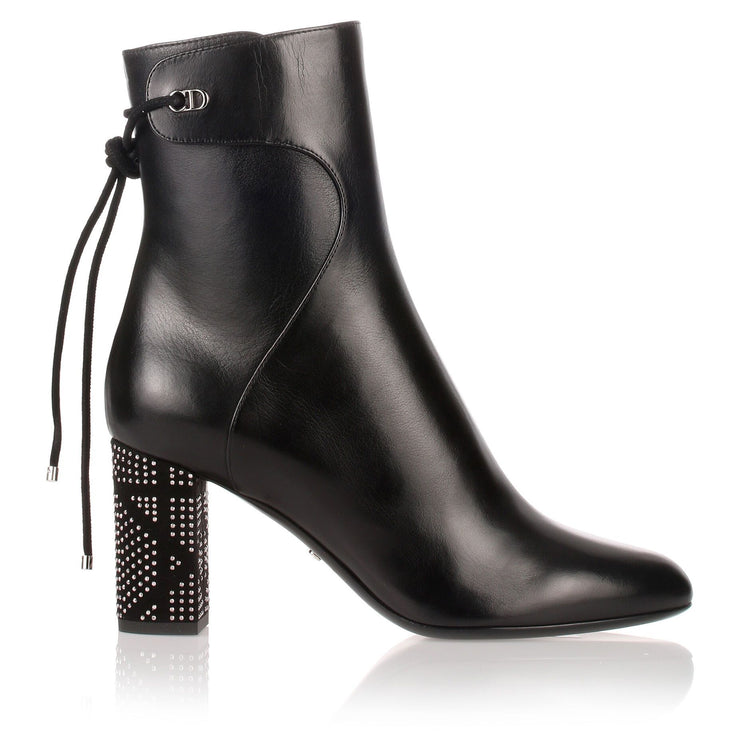 Stellar black studded leather bootie