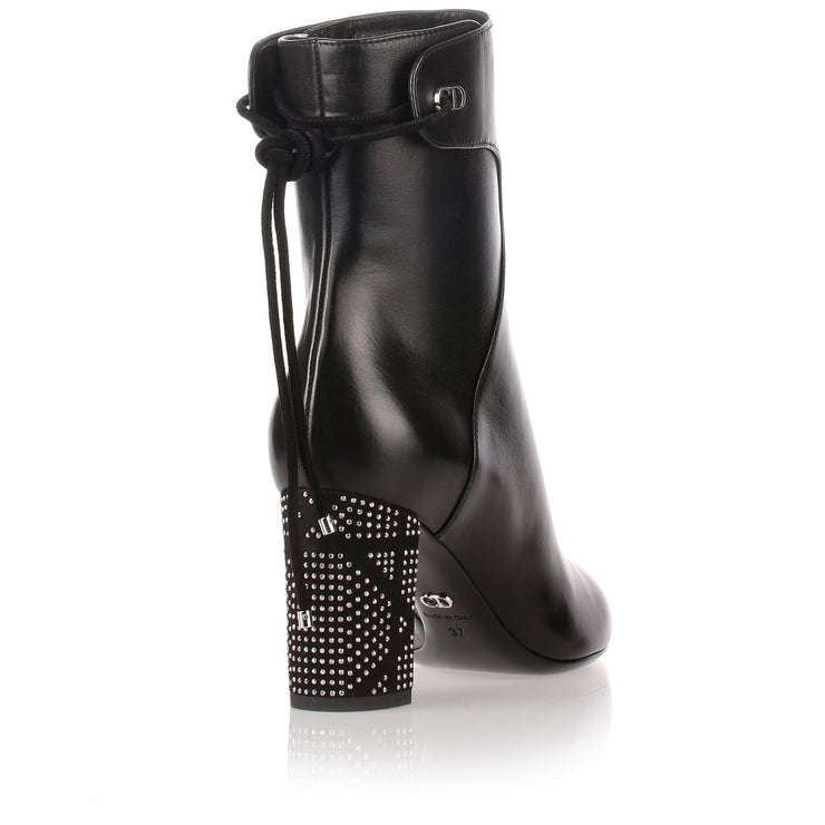 Stellar black studded leather bootie