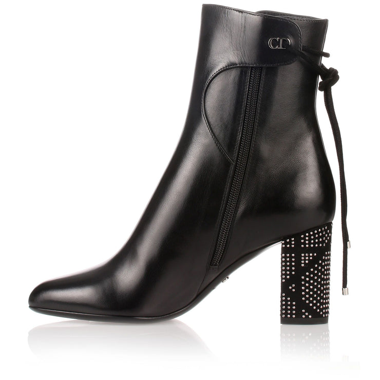 Stellar black studded leather bootie