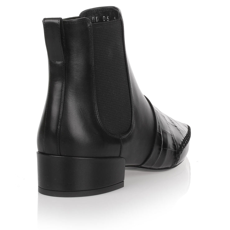 Land black leather embossed chelsea boot