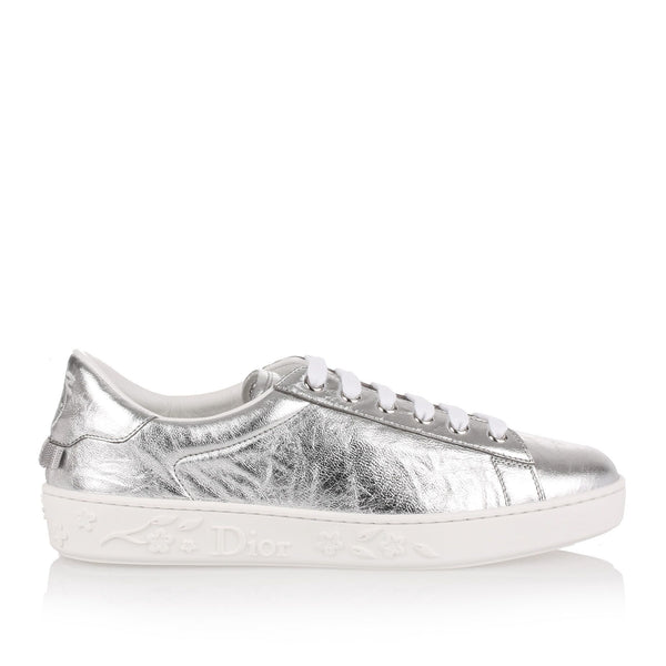 Dior Or Adiorable Heeled Mule Silver-Tone Cotton Embroidered