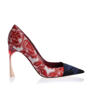 Songe 100 bordeaux navy patchwork pump