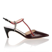 T-strass bordeaux crackled pump