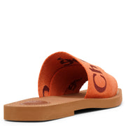 Woody orange linen slide sandals
