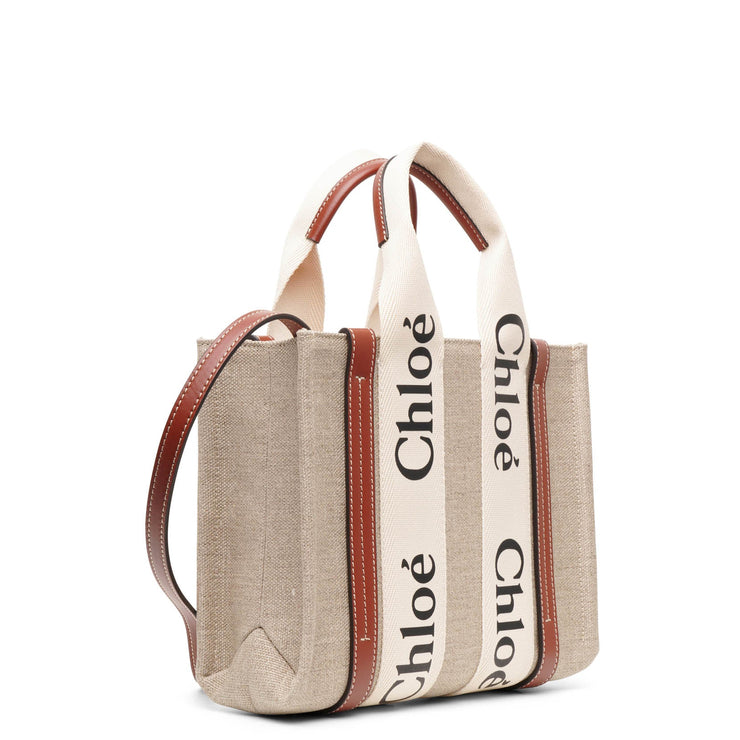 Woody small white brown canvas bag