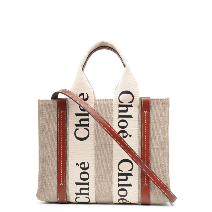 Woody small white brown canvas bag
