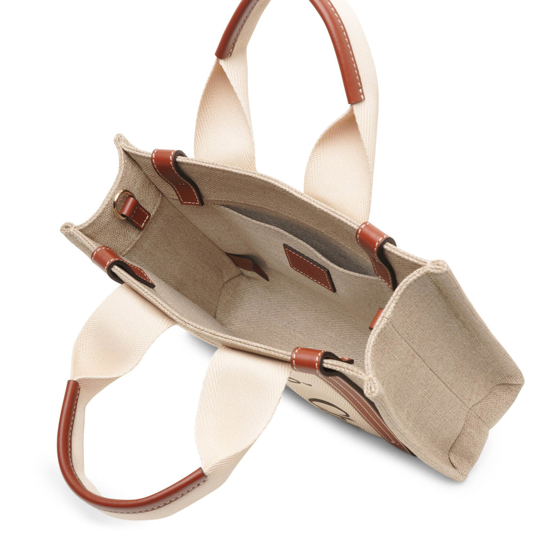 可愛い☆CHLOE Woody small white brown canvas bag キャンバス CH22549B-Chloe-Woody-small-