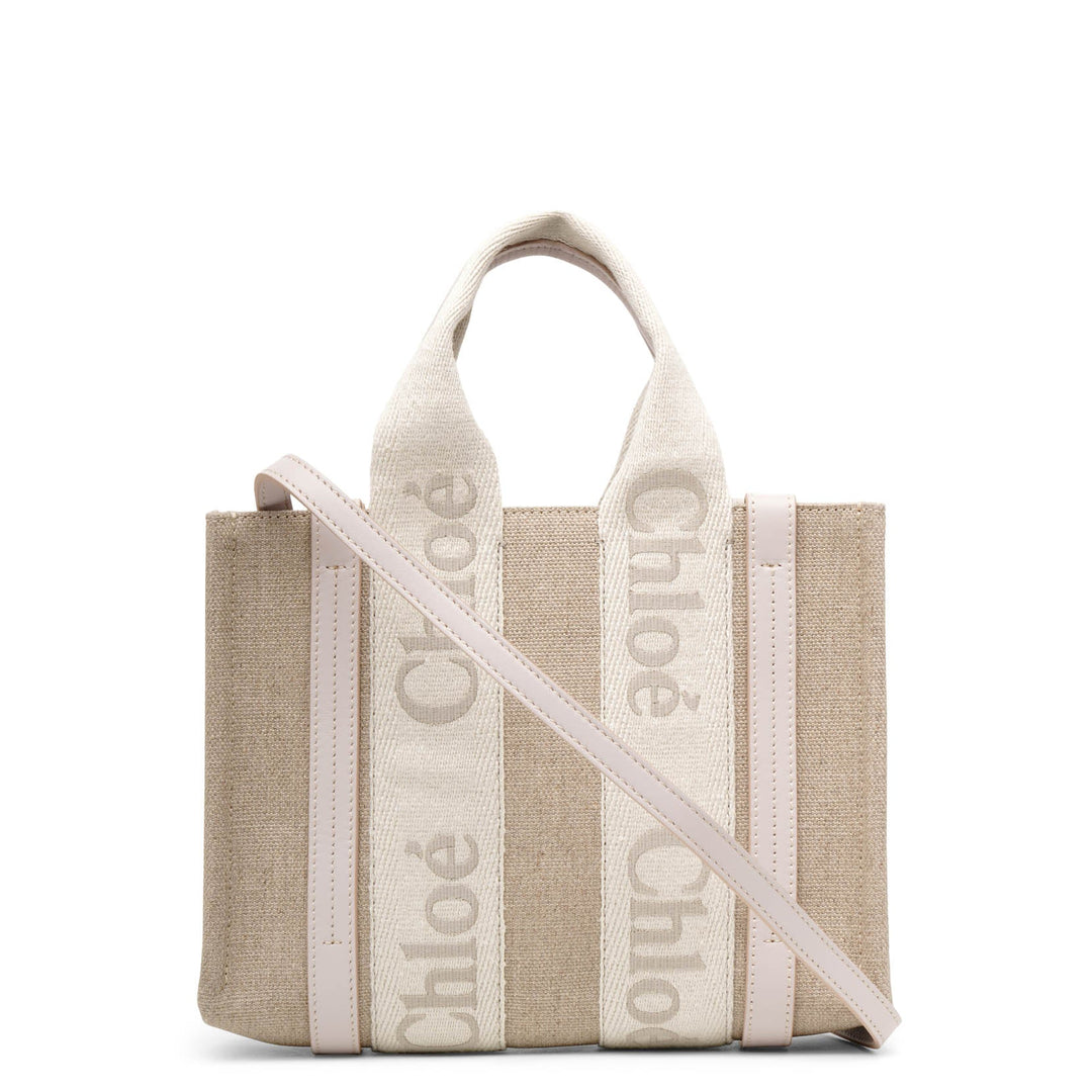 可愛い☆CHLOE Woody small white brown canvas bag キャンバス CH22549B-Chloe-Woody-small-
