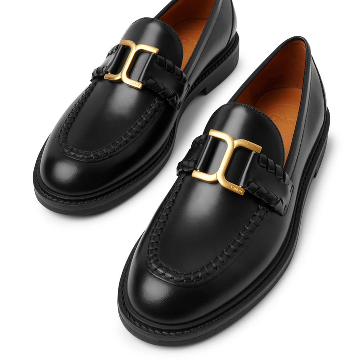 Marcie black leather loafers