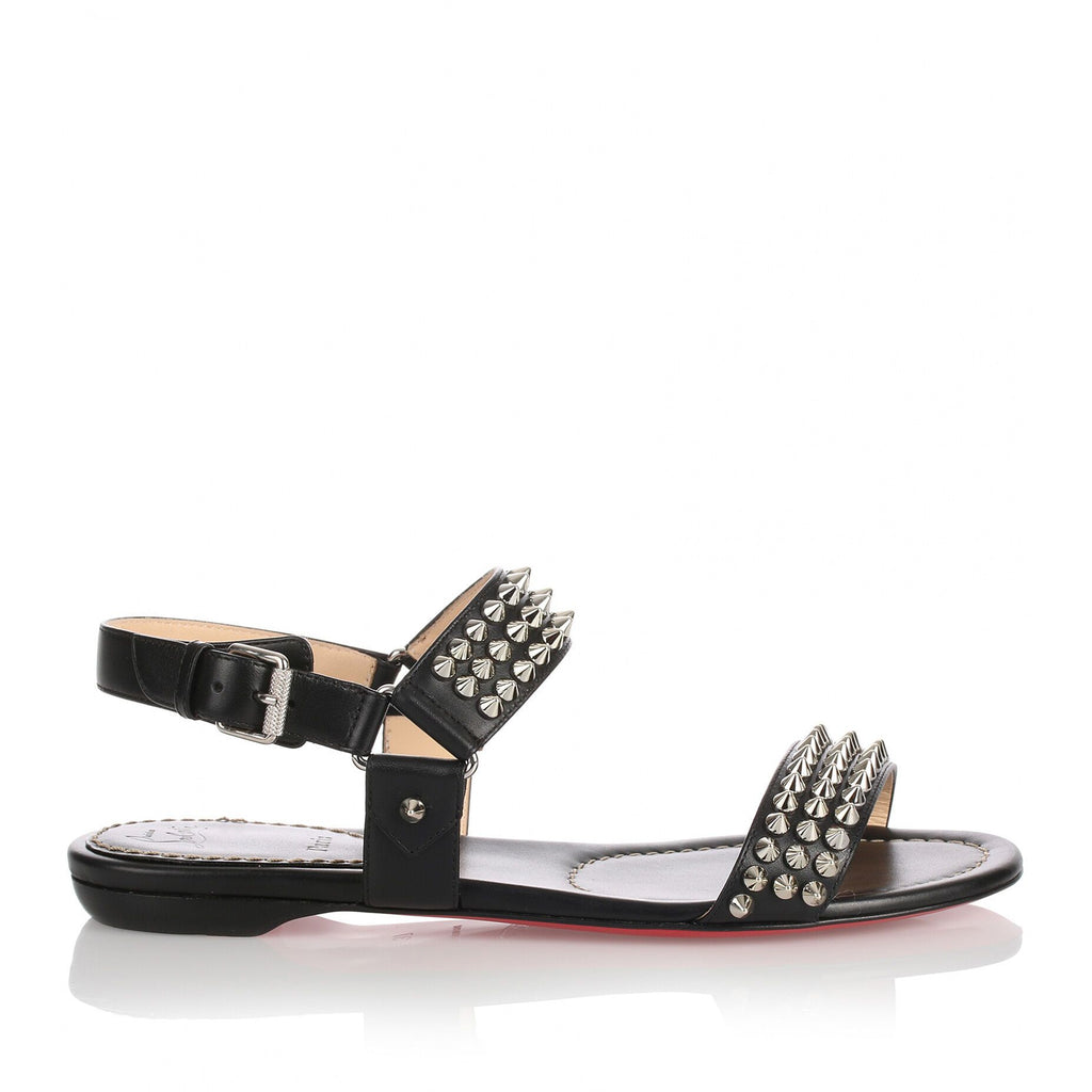 Christian Louboutin Bikee Bike Spiked Leather Flat Sandals in Metallic