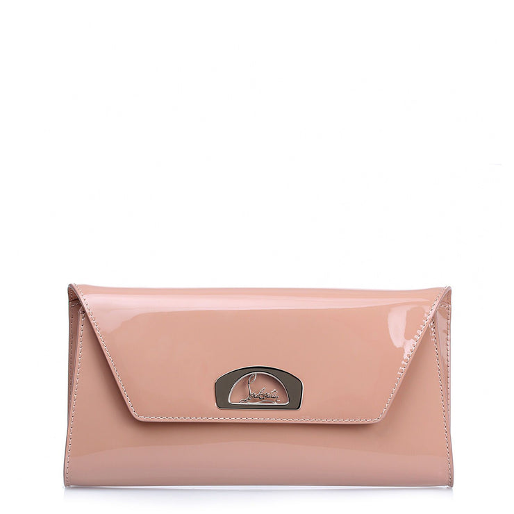 Patent leather clutch bag Christian Louboutin Beige in Patent leather -  34797279
