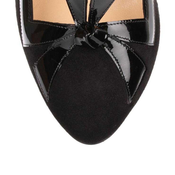 Bow Me Dear 100 black suede pump