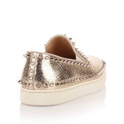 Pik Boat metallic embossed leather sneaker