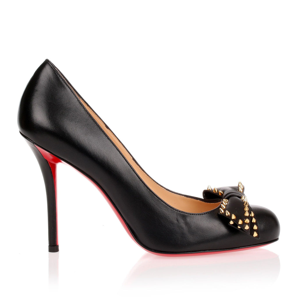 Christian Louboutin Black Leather Pigalle Spikes 100mm Pumps Size 38.5