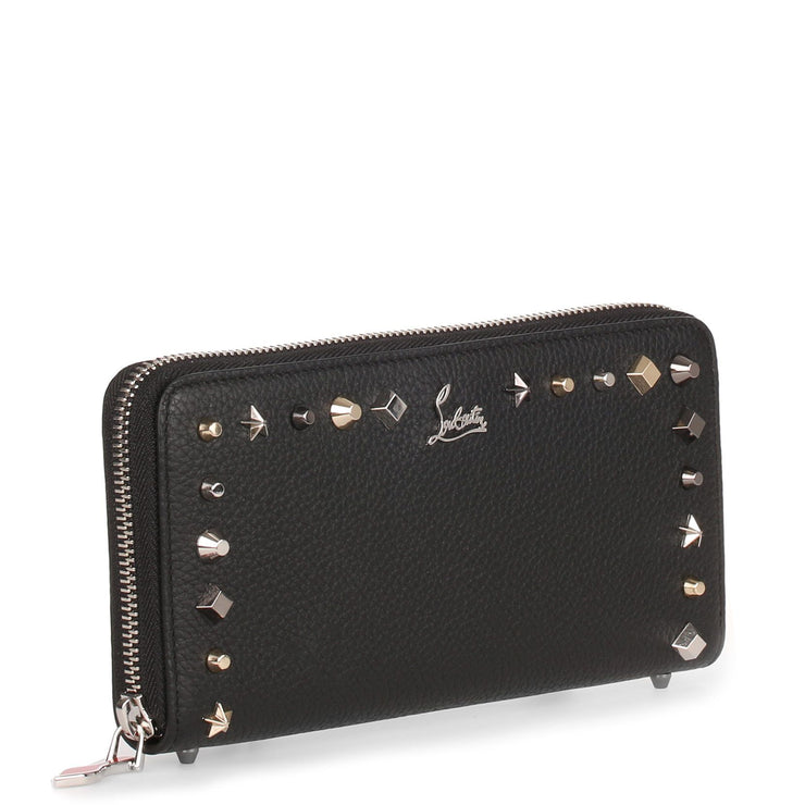 Panettone black leather multi-studs wallet