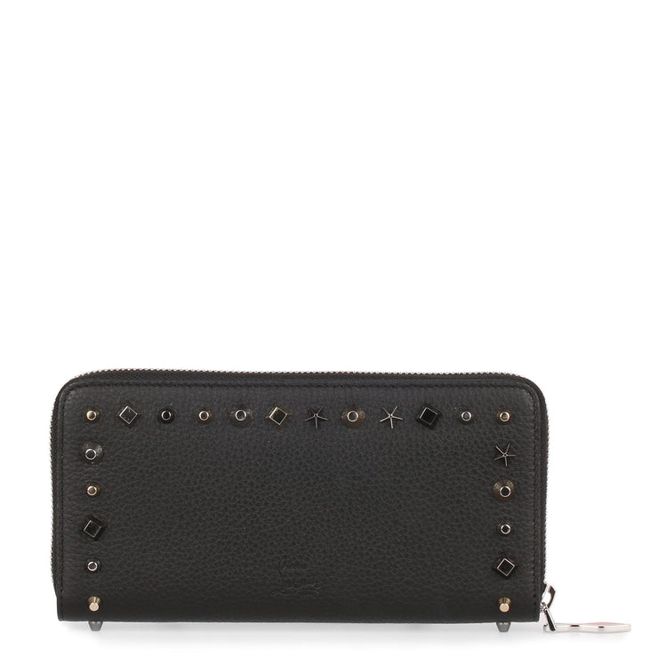 Panettone black leather multi-studs wallet