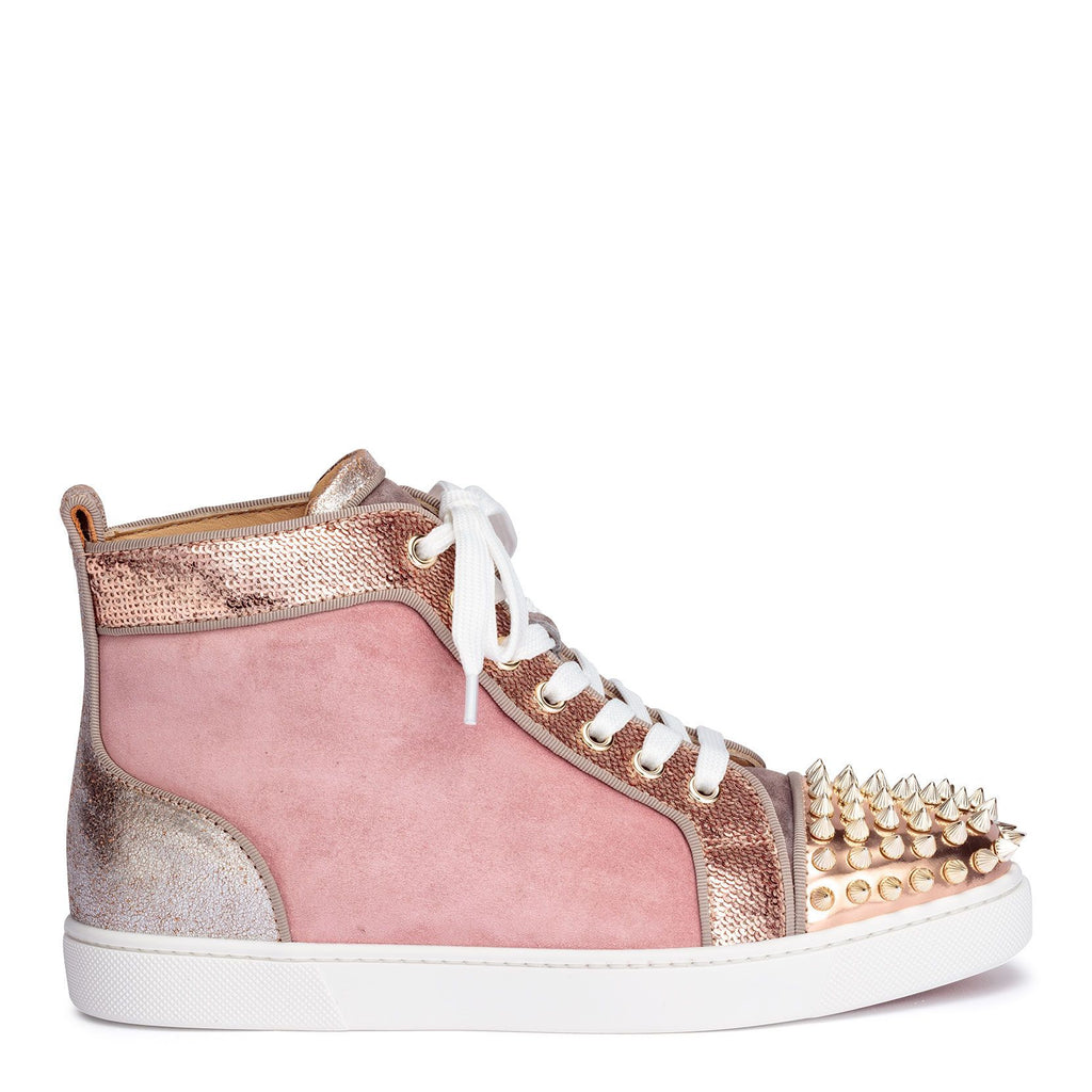 Christian Louboutin Lou Spikes pink suede sneakers Savannahs