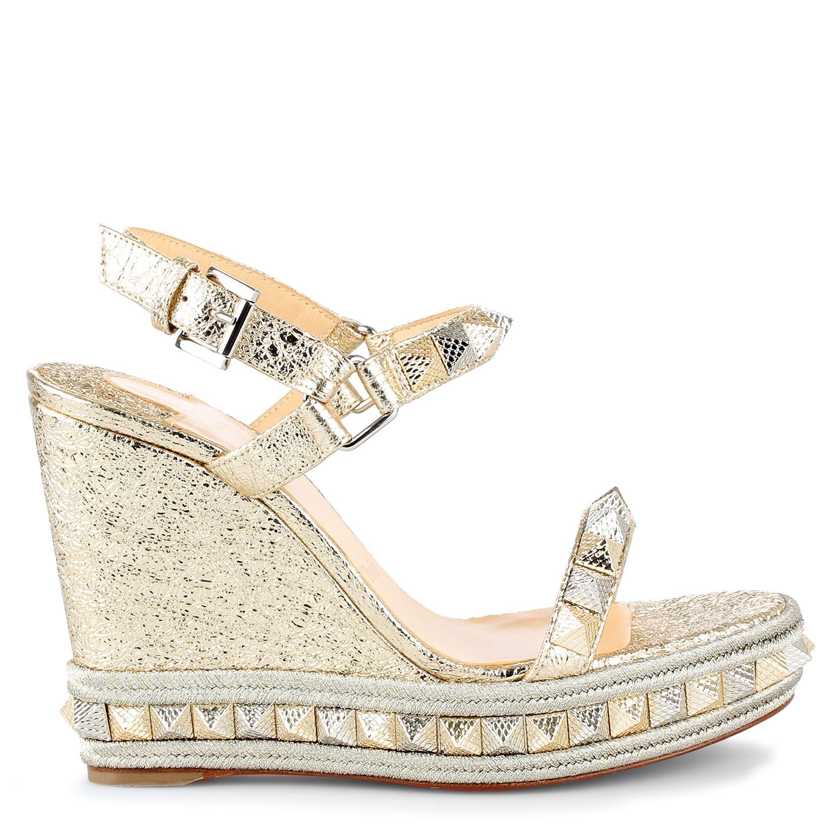 サンダル・ミュール Pyraclou 110 leopard-print satin espadrilles Christian Louboutin - Pyraclou 110mm Satin Wedge in Muti