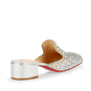 Spiky Sun 35 silver glitter mules