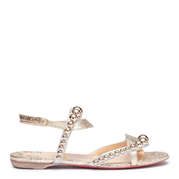 White Ella braided leather flat sandals | Christian Louboutin | MATCHES UK