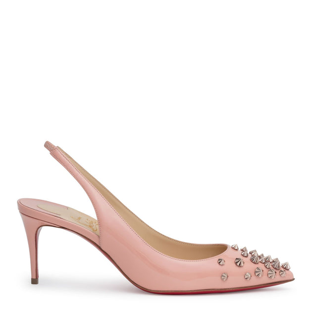 Christian Louboutin | Drama 70 blush patent leather slingback stud ...