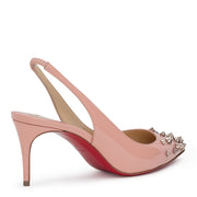 Drama 70 blush patent leather slingback stud pumps