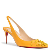 Drama 70 Yellow Patent Leather Slingback Stud Pumps