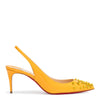 Drama 70 Yellow Patent Leather Slingback Stud Pumps