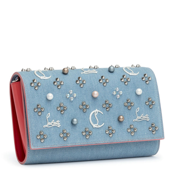 Clutch bag Christian Louboutin Blue in Denim - Jeans - 33790742