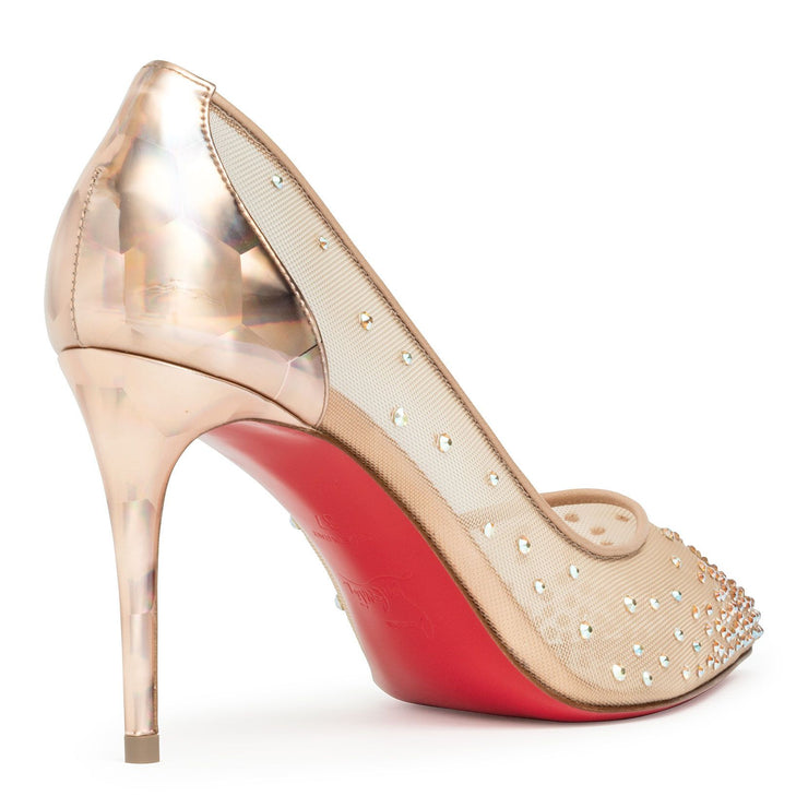 Christian Louboutin, Shoes, Christian Louboutin Follies Strass 0 Silver  Mesh Crystal Pigalle Heel 39