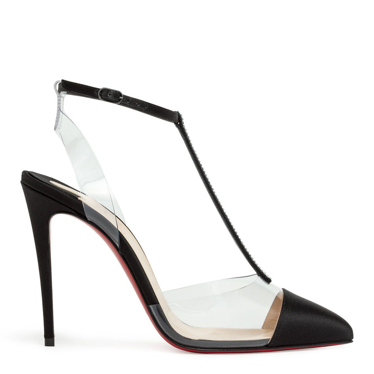 Nosy Strass 100 black satin T-strap pumps