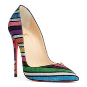 So Kate 120 stripy glitter suede pumps