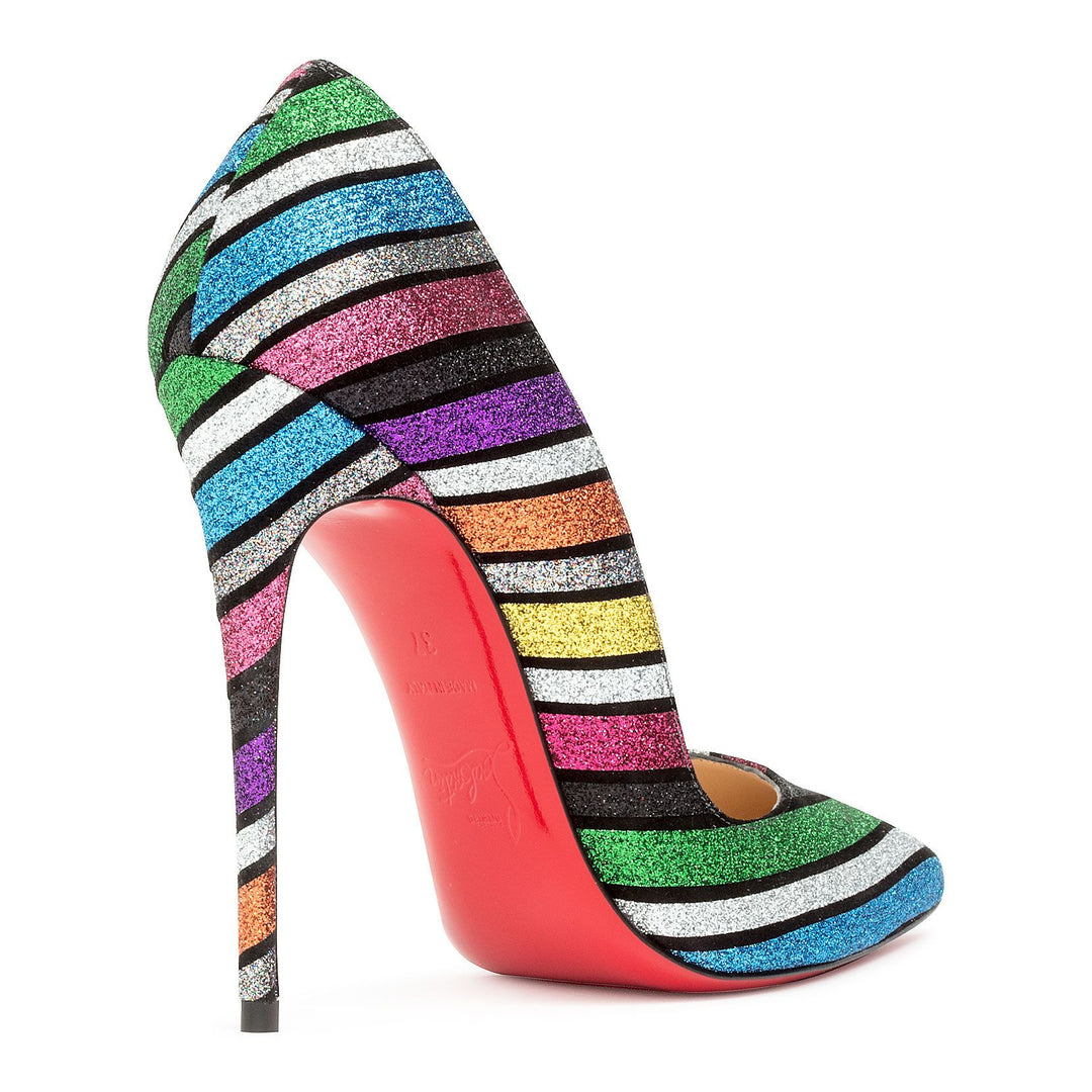 Christian Louboutin | So Kate 120 stripy glitter suede pumps