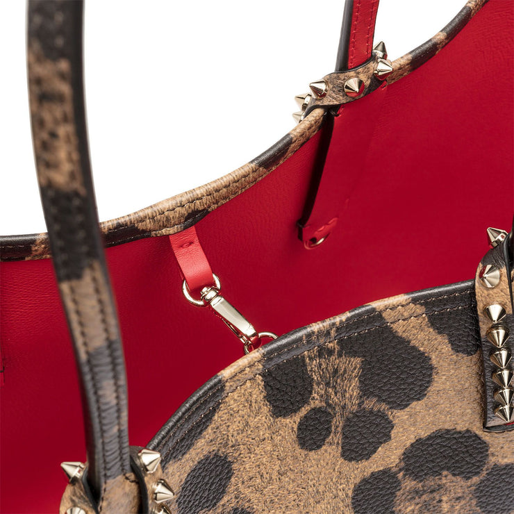 CHRISTIAN LOUBOUTIN Cabata Leopard Printed Leather Tote Bag Multicolor