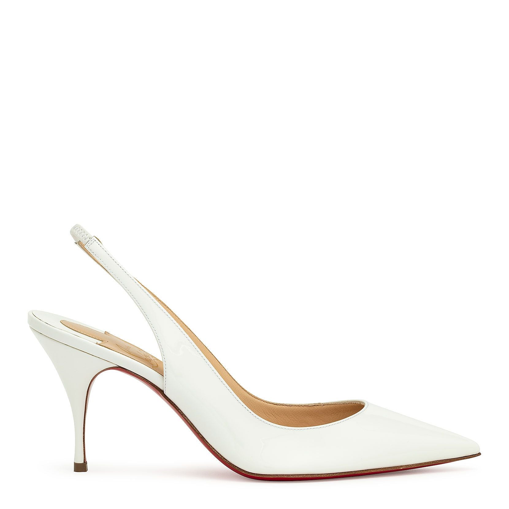 Christian Louboutin | Clare sling 80 patent white pumps