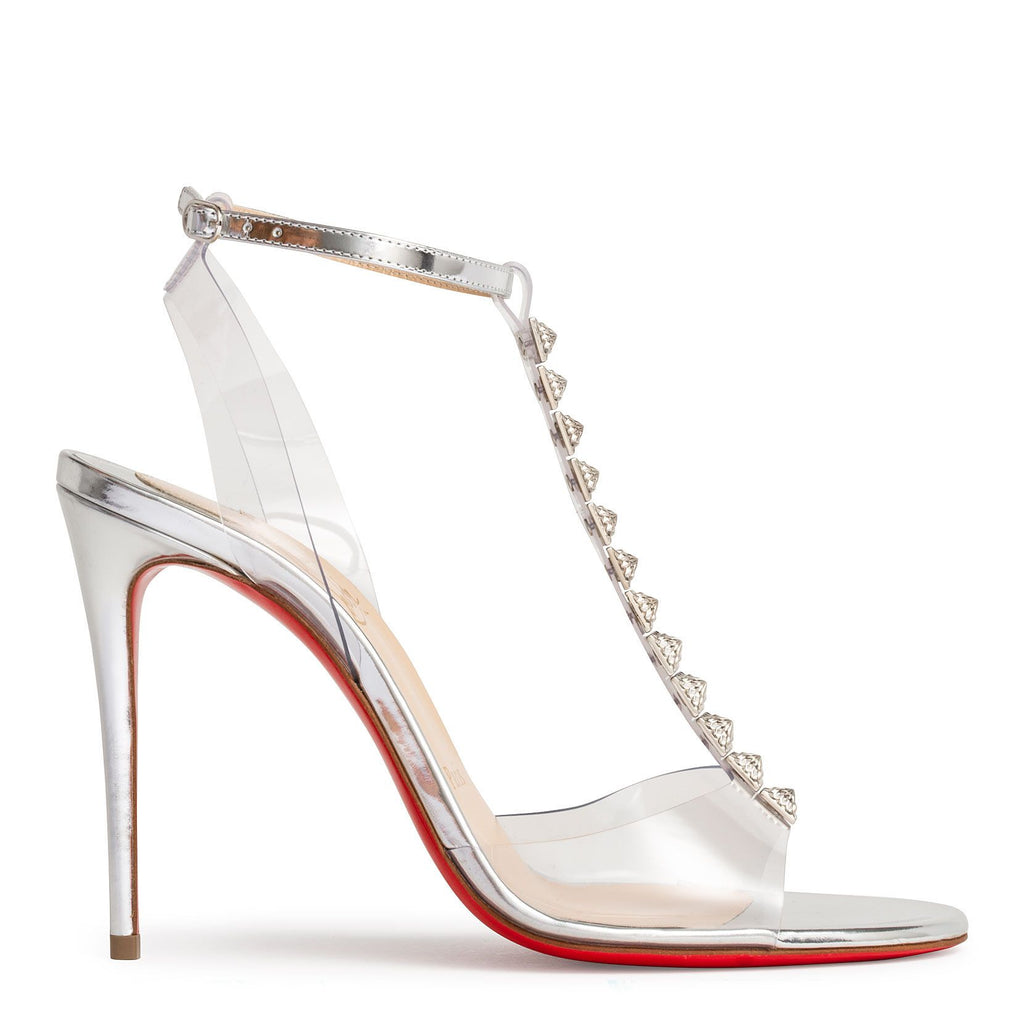 Christian Louboutin Metallic Silver Audrey Strappy Sandals Size 38.5  Christian Louboutin | TLC