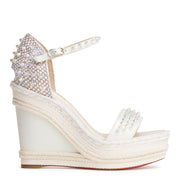 Madmonica 120 white leather wedges