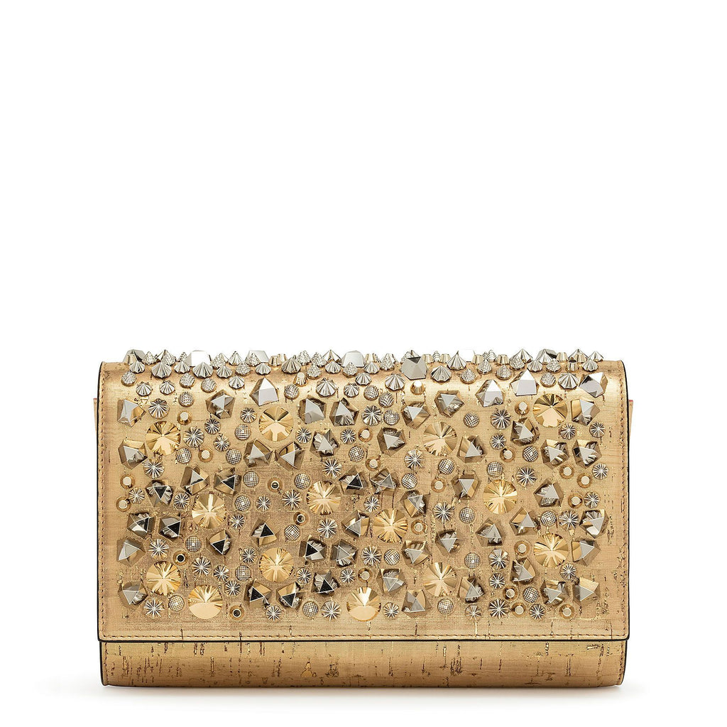 Christian Louboutin Clutch Mini Paloma Studded Glitter Gold