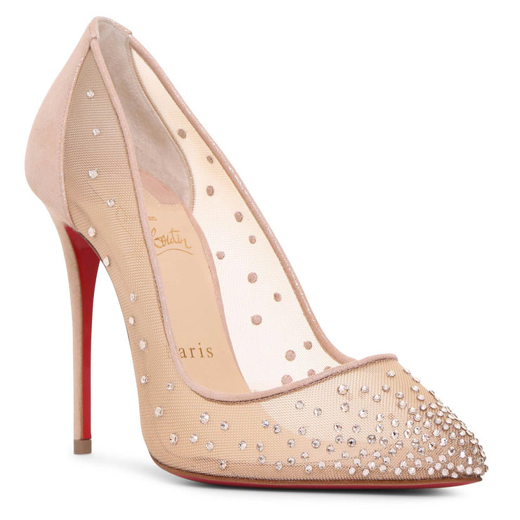 Christian Louboutin, Follies Strass 100 suede pumps