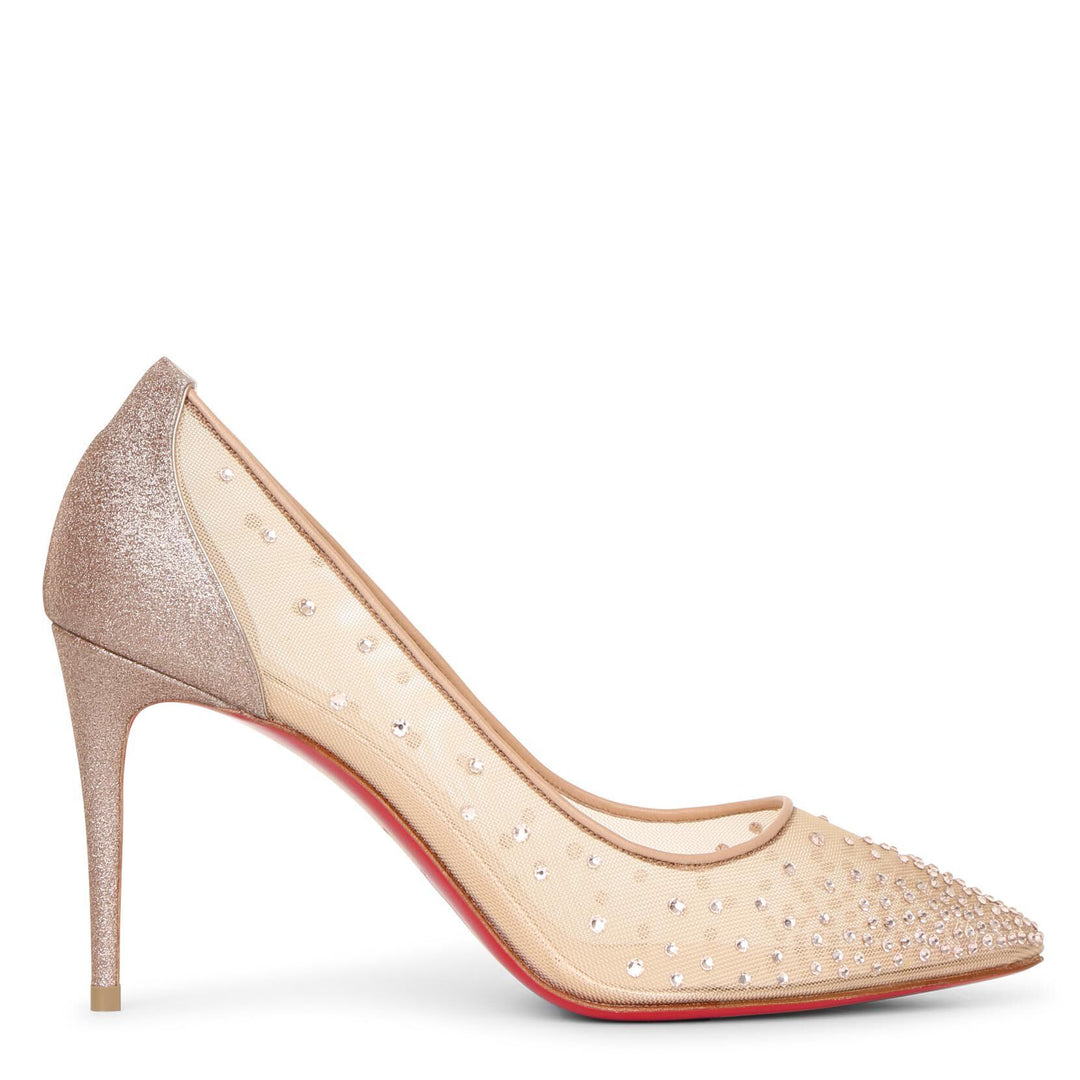靴 Christian Louboutin Follies Strass 37 Follies Strass - 100 mm Pumps - Mesh and strass - Black