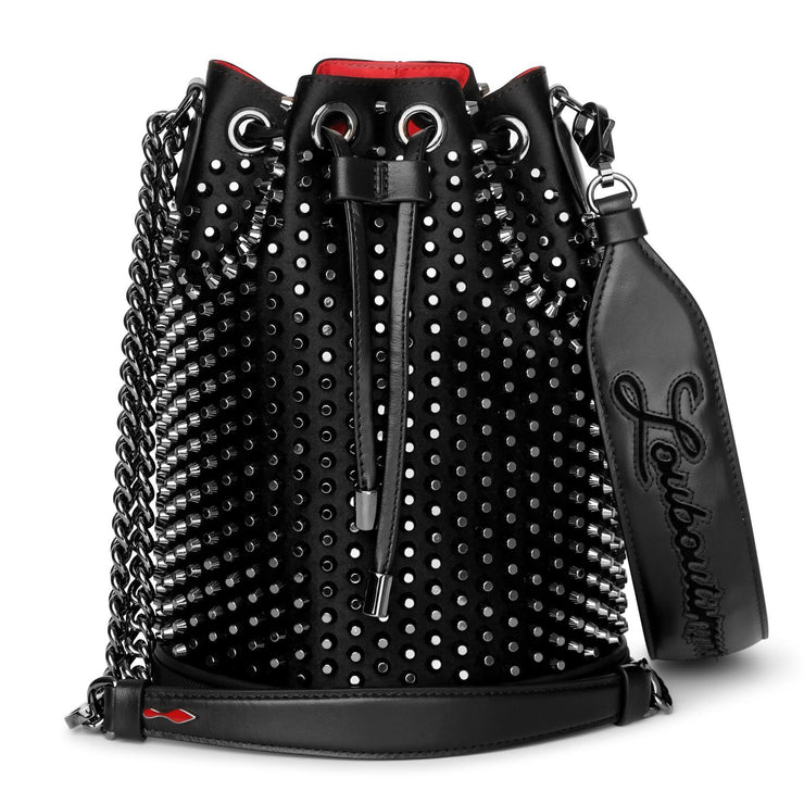 Loubila - Shoulder bag - Calf leather, rubber and spikes - Black -  Christian Louboutin