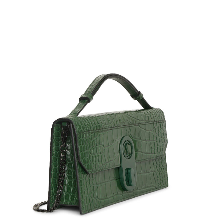 Elisa Baguette green creative leather clutch