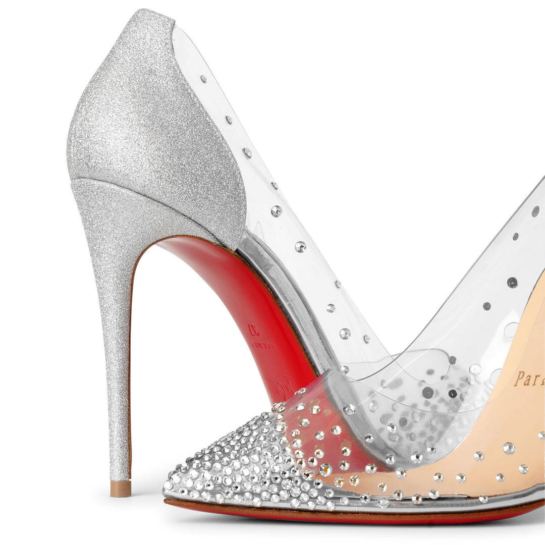 Christian Louboutin Degrastrass pvc 100 silver glitter pumps Savannahs