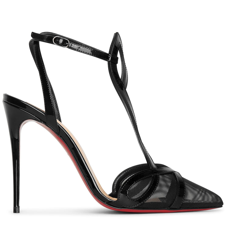 Christian Louboutin Double L 100 Black Patent and Mesh Heels – AvaMaria