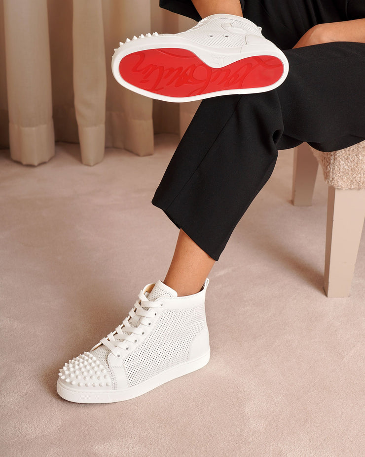 Christian Louboutin  Lou Spikes perforated leather sneakers