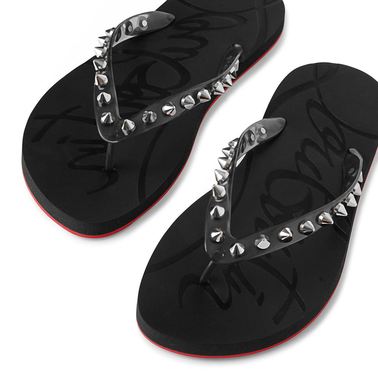 Christian Louboutin: Black Loubi Flip Donna Flat Sandals